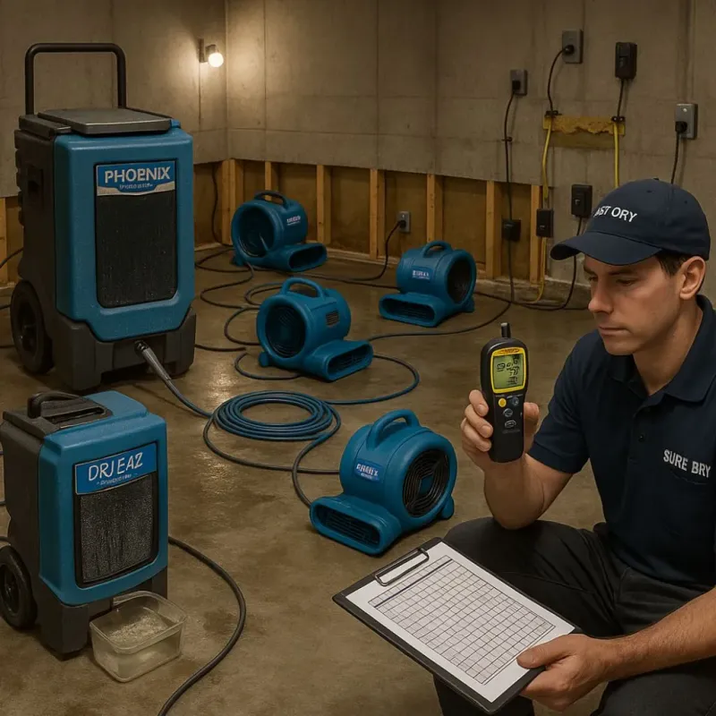 Structural Drying and Dehumidification process in Roseto, PA